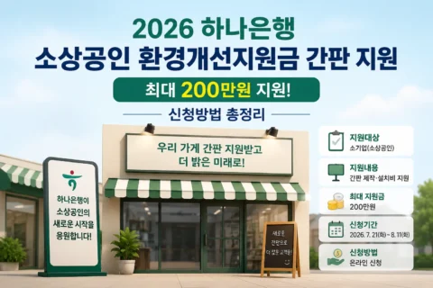 2026 하나은행 소상공인 환경개선지원(간판 지원금) 신청방법 총정리｜최대 200만원 지원