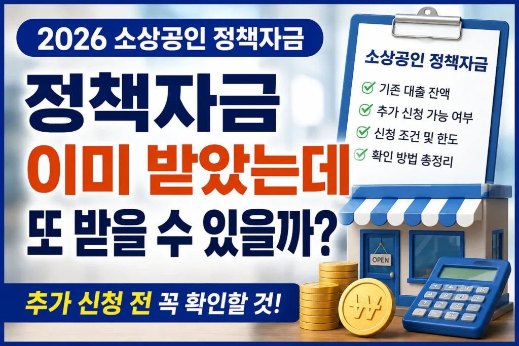 소상공인 정책자금 추가대출 기존 정책자금 추가 신청